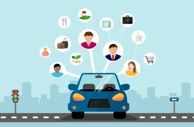 Araba paylaşım konsepti vektör illüstrasyonu