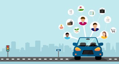 Araba paylaşım konsepti vektör illüstrasyonu