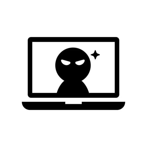 Hacked Computer Laptop Vector Icon Illustration — Stock Vector