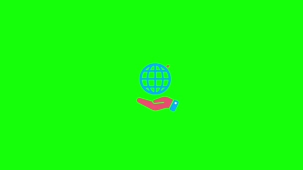 Technology Business Network Etc Icons Pop Animation Green Background Chroma — Stock Video