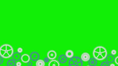 Dönen dişli çarklarının animasyonu (4K) β 124; Krom anahtar kullanımı için yeşil arkaplan.