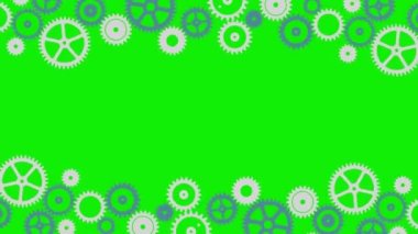 Dönen dişli çarklarının animasyonu (4K) β 124; Krom anahtar kullanımı için yeşil arkaplan.