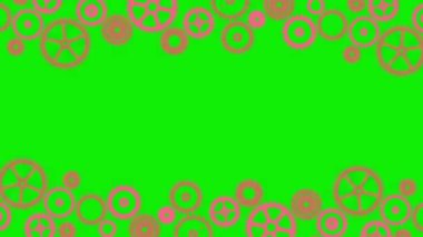 Dönen dişli çarklarının animasyonu (4K) β 124; Krom anahtar kullanımı için yeşil arkaplan.