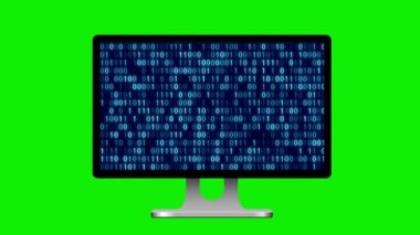 Siber uzay, teknoloji konsepti animasyonu (4K) β 124; PC monitörü (kroma anahtar kullanımı için yeşil arkaplan )