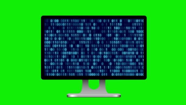 Cyberspace Teknologikonseptanimasjon Breezonpc Monitor Grønn Bakgrunn Sentral Bruk Krom – stockvideo