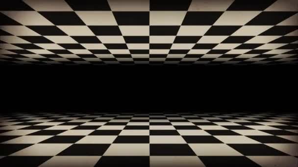 Animation Moving Forward Vintage Checkered Floors — Stock Video