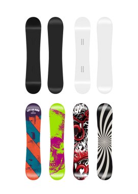 Snowboard şablon vektör çizim seti (tasarım alanı )