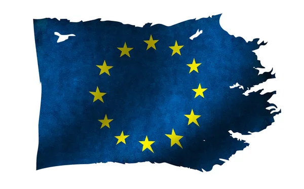 Ilustração Suja Rasgada Bandeira União Europeia — Fotografia de Stock