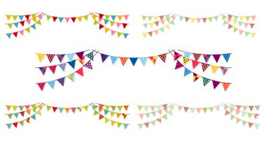 Bunting çelenk (flamalı bayraklar) dekorasyon çizimi