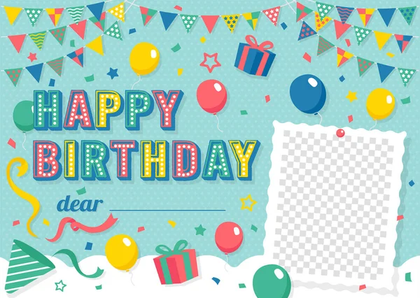 Feliz Cumpleaños Tarjeta Felicitación Vector Ilustración Con Espacio Donde Puede — Vector de stock