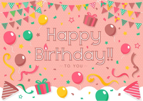 Happy Birthday Greeting Card Vector Illustration — Stock Vector