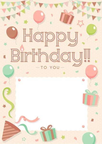 Happy Birthday Greeting Card Vector Illustration — Stock Vector