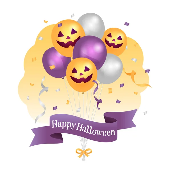 Feliz Halloween Globos Aire Vector Ilustración — Vector de stock