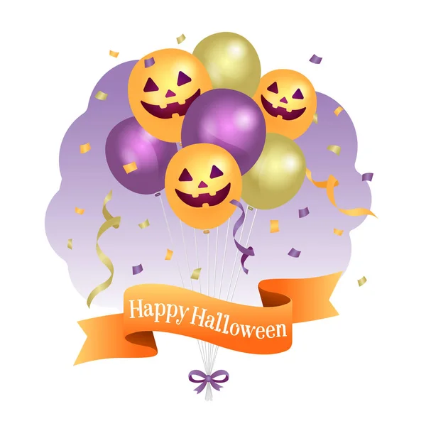 Feliz Halloween Globos Aire Vector Ilustración — Vector de stock