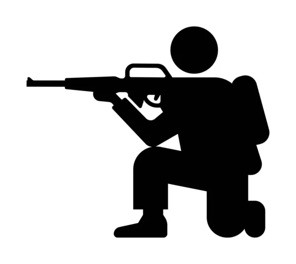 Soldat Armé Siluett Vektor Ikon Illustration — Stock vektor