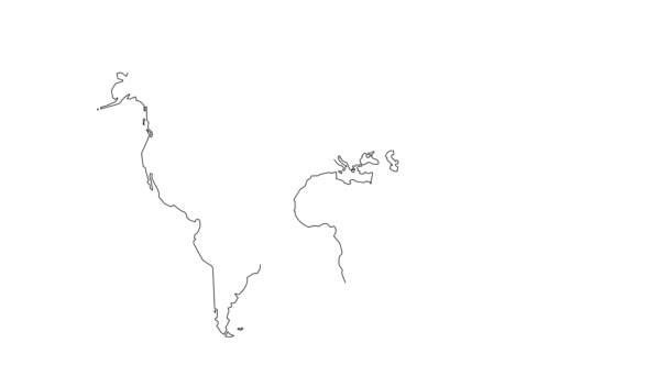 Анимация Карте Мира Нарисованная Линиями Тысячи Включительно — стоковое видео