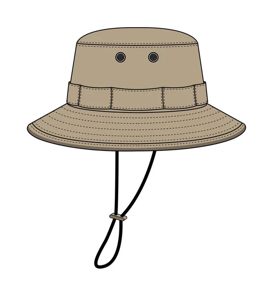 Boonie Hatt Äventyr Hatt Mall Vektor Illustration — Stock vektor