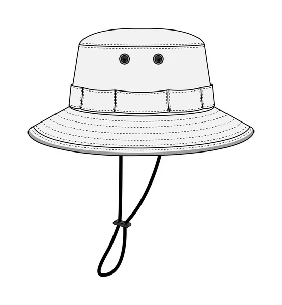 Boonie Sombrero Sombrero Aventura Plantilla Vector Ilustración — Vector de stock