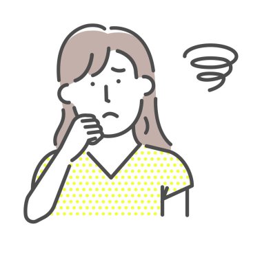 Basit genç kadın (üst vücut) jest illüstrasyonu (124; stres, endişe, şaşkın)