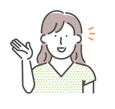 Basit genç kadın (üst gövde) jest illüstrasyonu (124; giriş, öneri