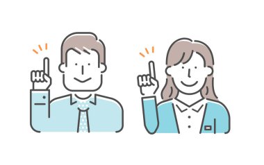 Basit iş adamı (üst gövde) jest illüstrasyonu (124; fikir, işaret, ilham