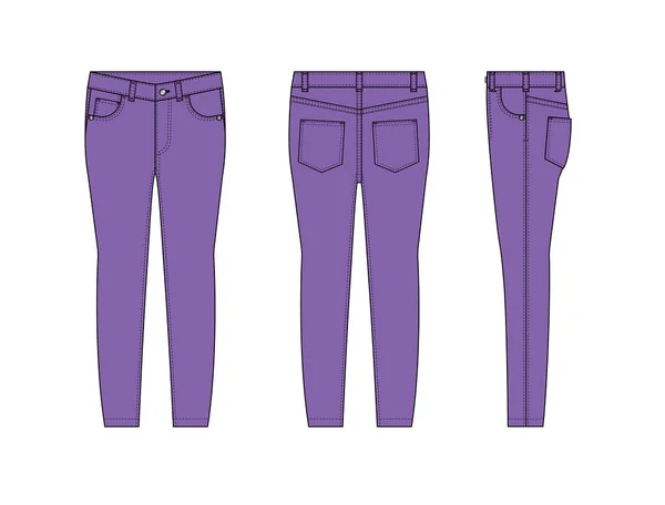Skinny Pantalones Vaqueros Vector Plantilla Ilustración Jalá Púrpura — Archivo Imágenes Vectoriales