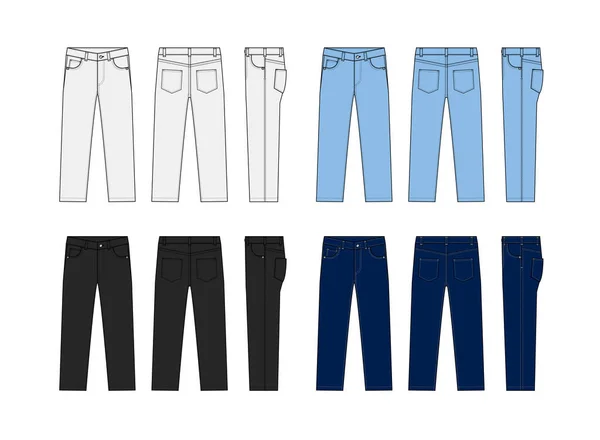 Ensemble Illustration Modèle Vectoriel Pantalon Jeans Droit — Image vectorielle