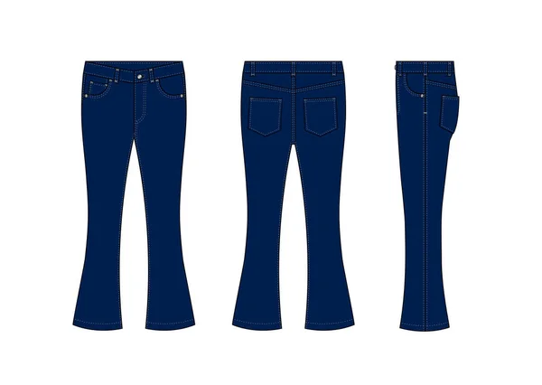 Modèle Pantalon Jeans Bootcut Illustration Vectorielle Xoblue — Image vectorielle
