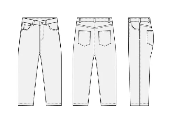 Modèle Pantalon Jeans Lâche Vectoriel Illustration Xowhite — Image vectorielle
