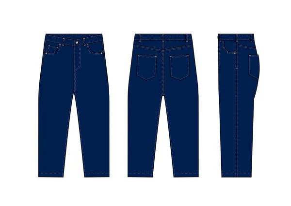 Loose Jeans Hose Vektorvorlage Illustration Blau — Stockvektor