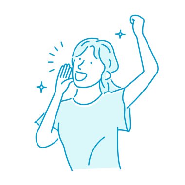 Bağıran genç bir kadının vektör çizimi 