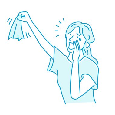 Ağlayan ve hüzünlü bir veda eden bir kadının temsili.