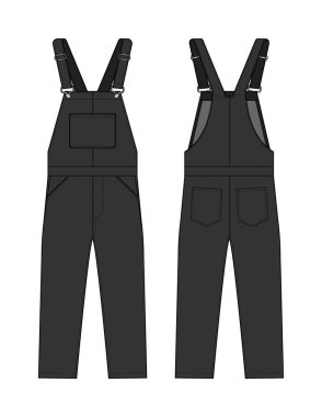 Denim genel tulum vektör şablonu çizimi
