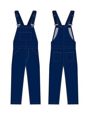Denim genel tulum vektör şablonu çizimi