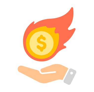 Yanan ABD doları (enflasyon, yükselen) vektör simgesi illüstrasyonu