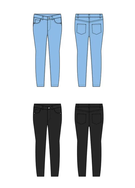 Skinny Jeans Byxor Vektor Mall Illustration Set — Stock vektor