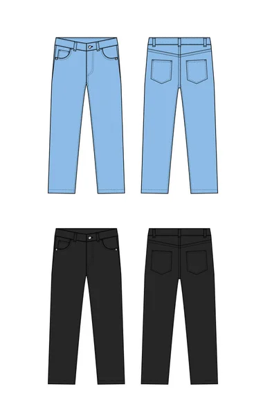 Raka Jeans Byxor Vektor Mall Illustration Set — Stock vektor