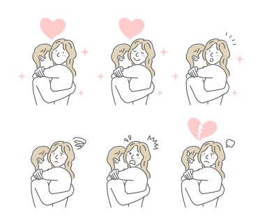 Sevgi dolu çift vektör illüstrasyonunu benimser (Duygusal Varyasyonlar )