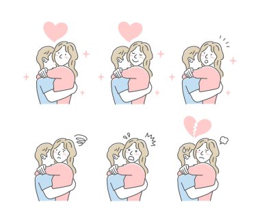 Sevgi dolu çift vektör illüstrasyonunu benimser (Duygusal Varyasyonlar )