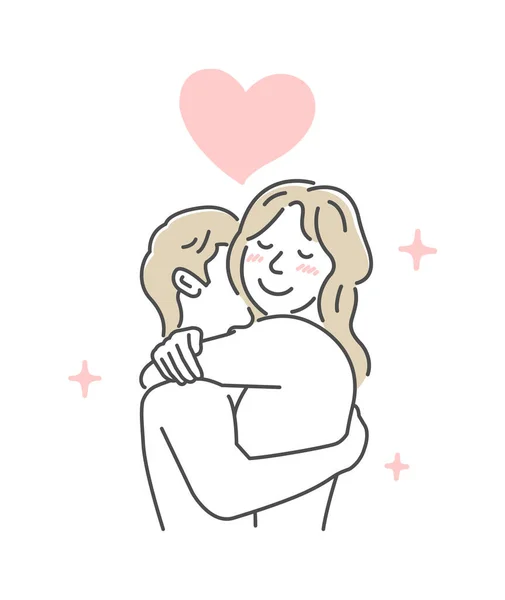 Abraça Casal Amoroso Ilustração Vetorial Amor Felicidade — Vetor de Stock