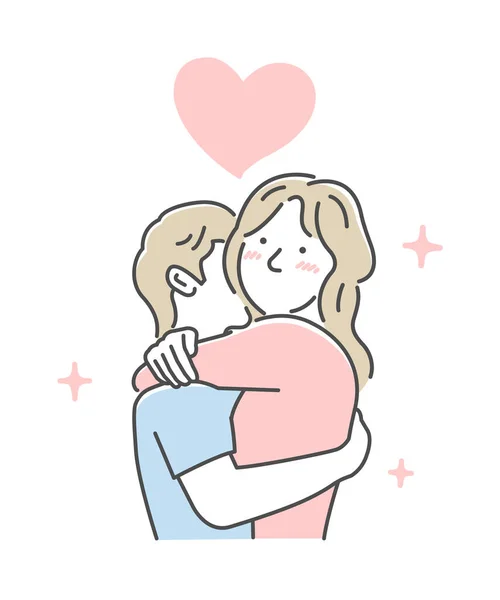 Abraza Pareja Amorosa Vector Ilustración Jalá Amor Felicidad — Archivo Imágenes Vectoriales