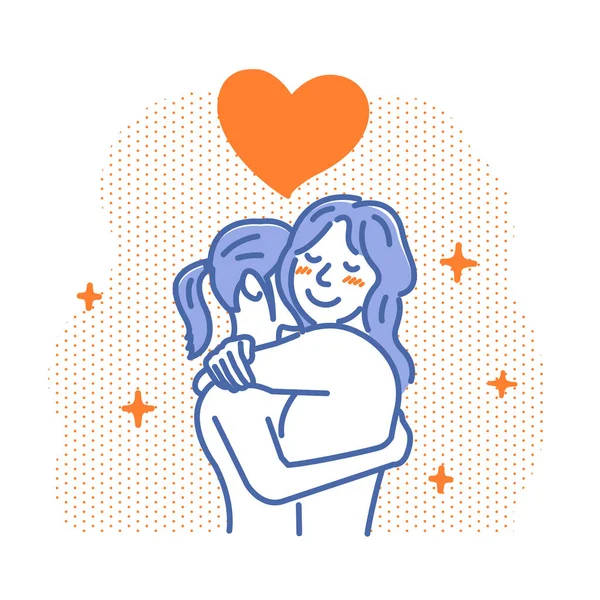 Illustration Vectorielle Embrasser Couple Lesbien Lgbtq — Image vectorielle