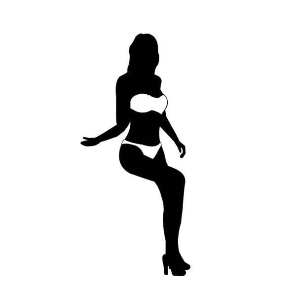 Illustration Vectorielle Avec Des Vacances Été Comme Motif Silhouette Femme — Image vectorielle