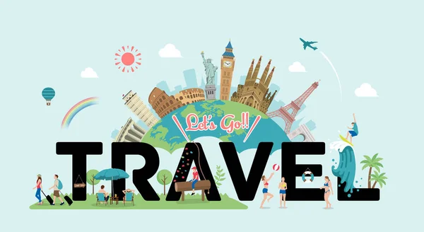 Let Travel Vector Banner Illustration — Stock Vector