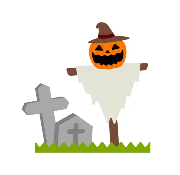 Happy Halloween Pumpkin Head Illustration — Vettoriale Stock