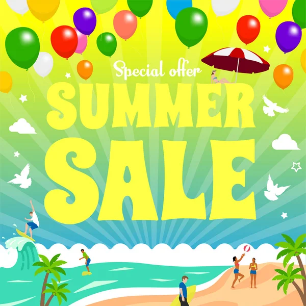 Summer Sale Vector Banner Illustration — Archivo Imágenes Vectoriales