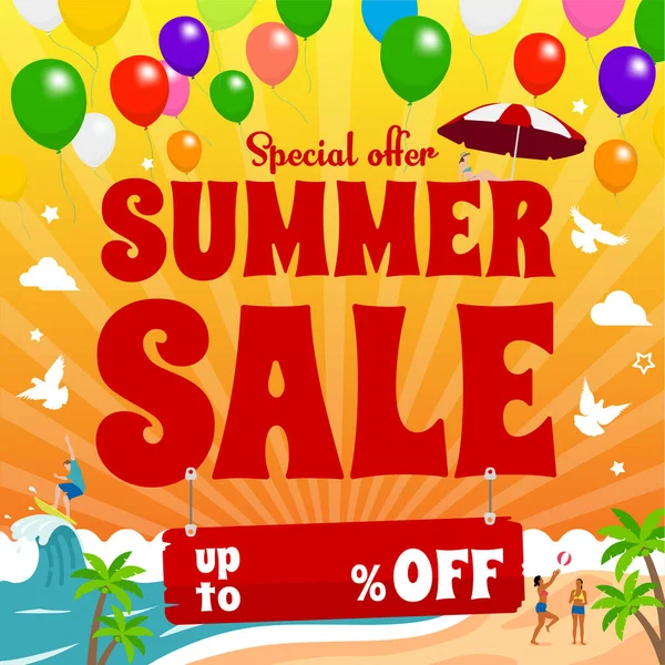 Summer Sale Vector Banner Illustration — Archivo Imágenes Vectoriales