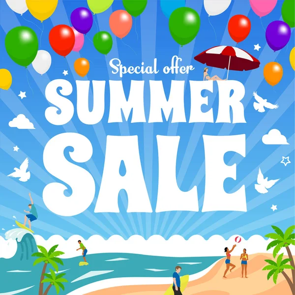 Summer Sale Vector Banner Illustration — Archivo Imágenes Vectoriales