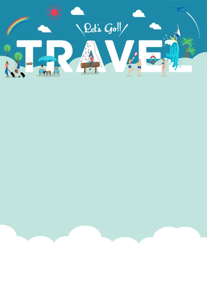Let Travel Vector Illustration Poster Size Template — Wektor stockowy