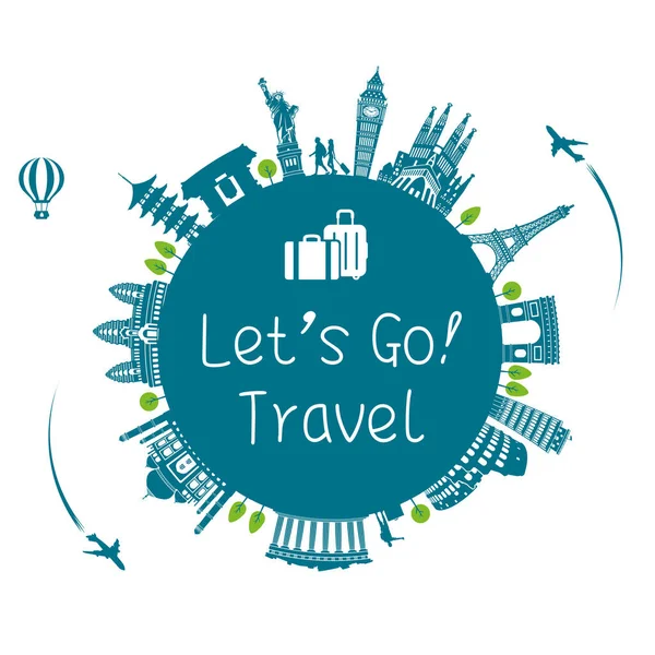 Let Travel Vacation Travel Motif Vector Illustration — Stock Vector